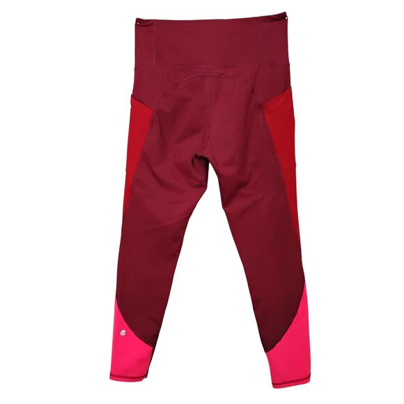 Champion C9 Cropped Capri Leggings Size Large Burgundy and Pink Color Block - Picture 3 of 8